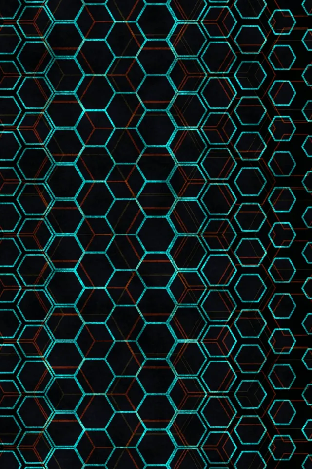 2:3 Photo Portrait 60FPS Hexagon Lattice Screensaver | Cyan Neon VJ Loop Motion
