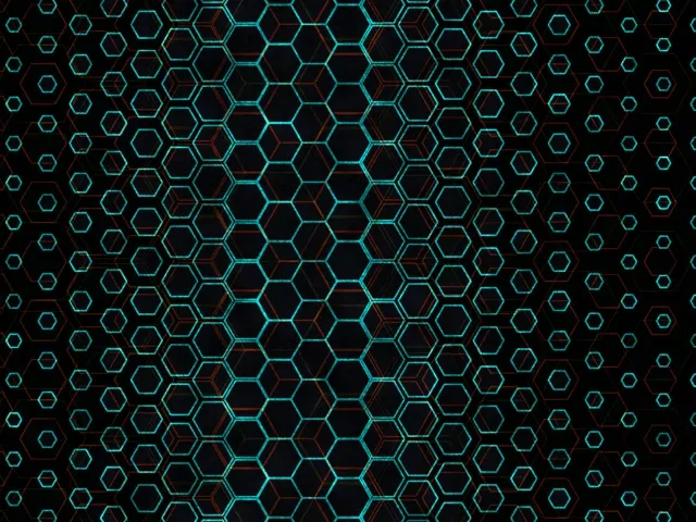4:3 Classic 60FPS Hexagon Lattice Screensaver | Cyan Neon Background for Edits