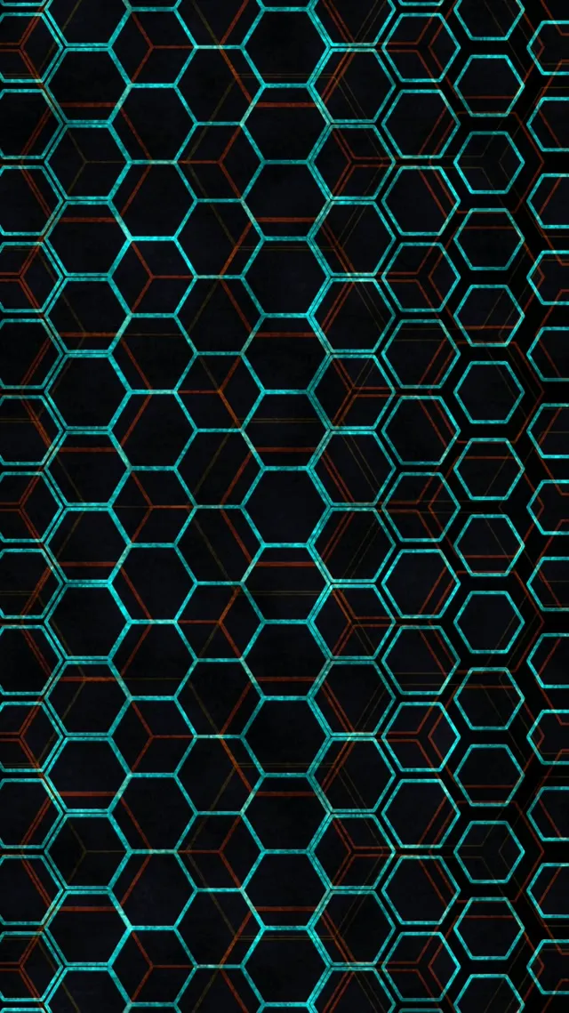 9:16 Reels 60FPS Glowing Hexagon Grid Screensaver | Cyan VJ Loop Live Wallpaper