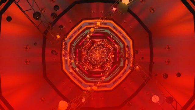Neon Tunnel Screensaver 4K UHD 60fps Octagon Red VJ Loop