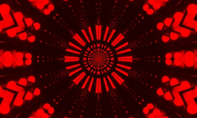 neon tunnel 5:3 wide 60fps screensaver pulsating red mandala vj animation
