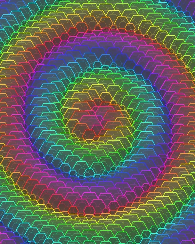 4:5 Instagram 60fps Gold Cyan Hexagon Kaleidoscope Flowing VJ Animation Screensaver