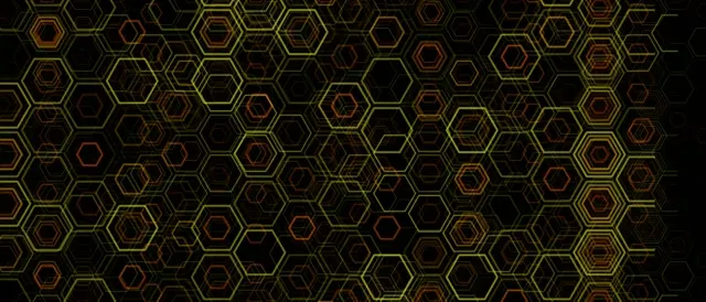 21:9 Ultrawide | 60fps Hexagon Kaleidoscope Screensaver - Neon VJ Loop Yellow Green Red