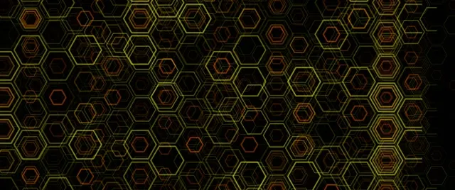 2.39:1 Cinemascope | 60fps Neon Hexagon Screensaver - VJ Animation Yellow Red Motion
