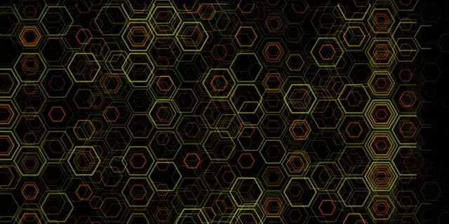 2:1 Univisium | 60fps Neon Hexagon Kaleidoscope - VJ Animation Yellow Orange Red Geometric