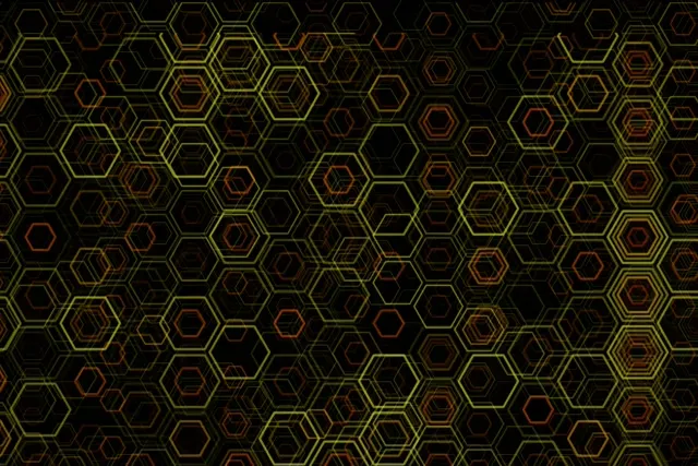 3:2 Surface | 60fps Hexagon Screensaver - Neon Kaleidoscope VJ Loop Yellow Green Orange