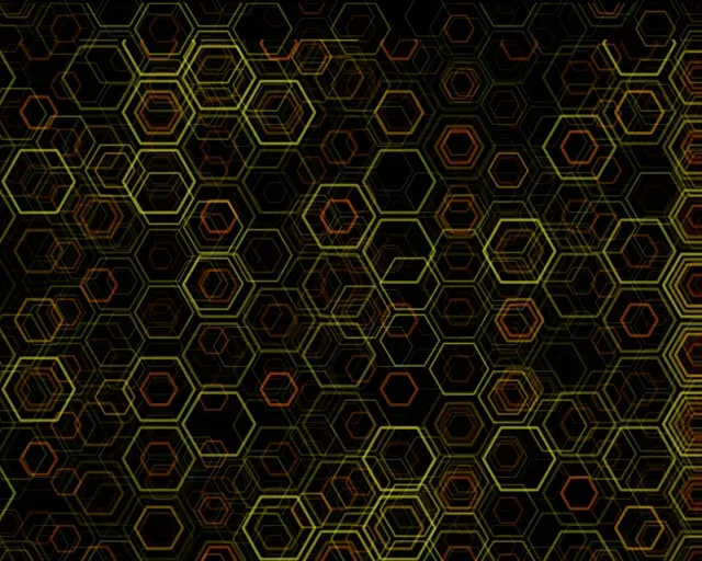 5:4 Industrial | 60fps Neon Hexagon Kaleidoscope - VJ Animation Yellow Red Abstract Pattern