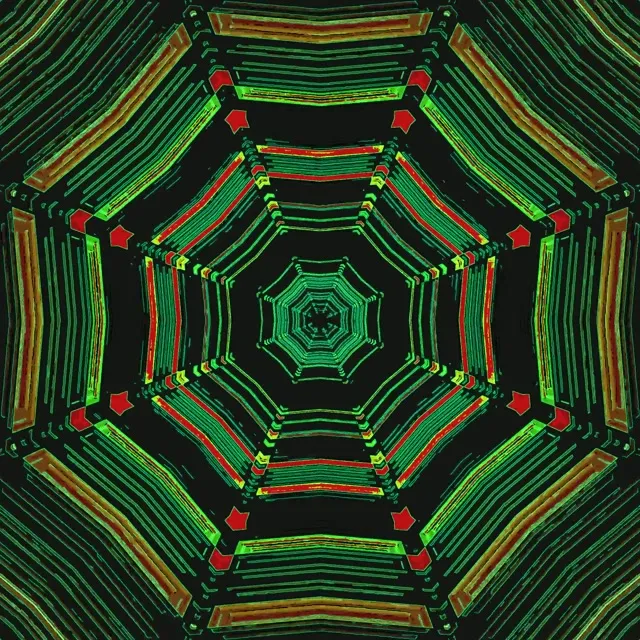 Neon Tunnel Green Red Octagon Screensaver 1:1 Square 60fps Vj Loop