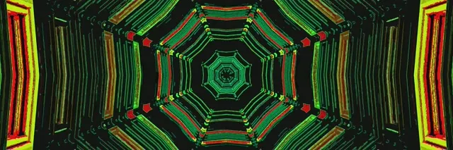 Neon Tunnel Green Octagon Screensaver 3:1 Triple Wide 60fps VJ Loop