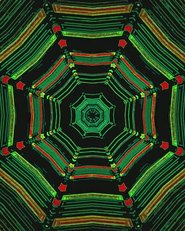 Neon Tunnel Green Red Octagon Screensaver 60fps 4:5 Instagram Vj Loop