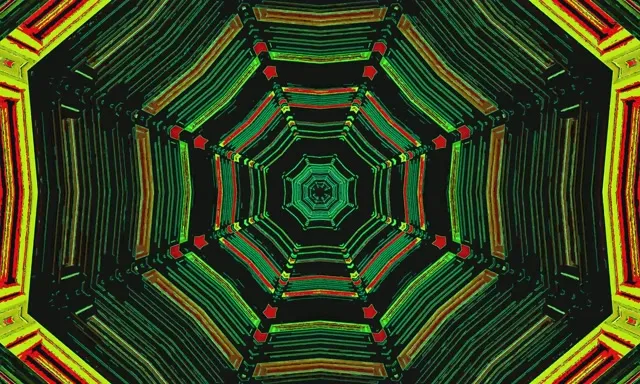 Neon Tunnel Green Octagon Screensaver 5:3 Wide 60fps VJ Loop