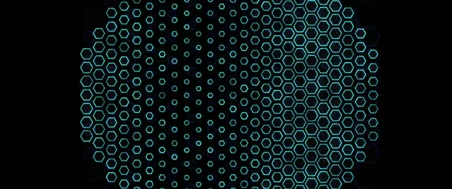 2.39:1 Cinemascope 60fps Screensaver Neon Tunnel VJ Animation Cyan Hexagon Design