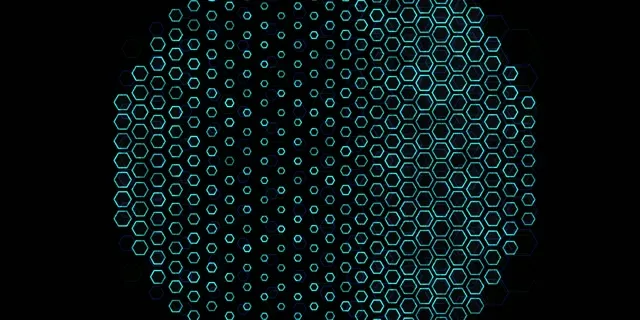 2:1 Univisium 60fps Screensaver Neon Tunnel Background for Edits Cyan Hex Pattern