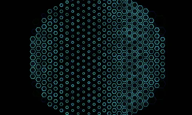 5:3 Wide 60fps Screensaver Neon Tunnel Motion Background Turquoise Hexagon Grid