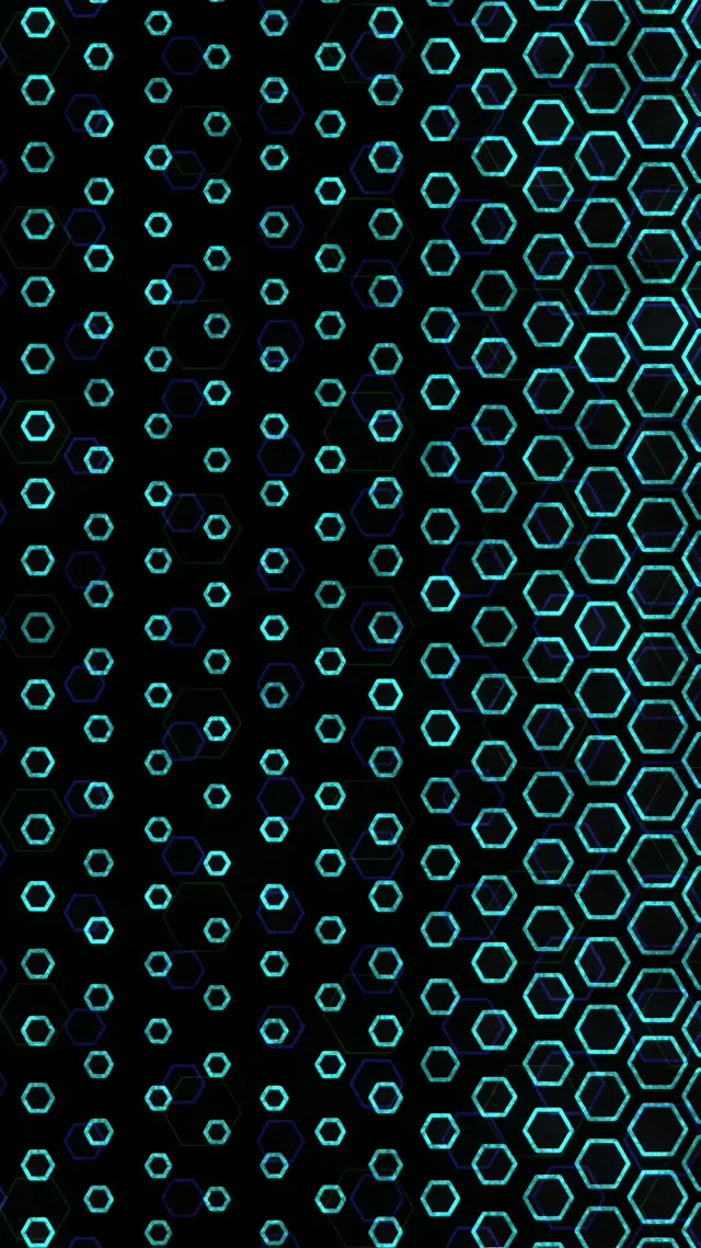 9:16 Reels 60fps Screensaver Neon Tunnel Motion Background Turquoise Hexagon Grid