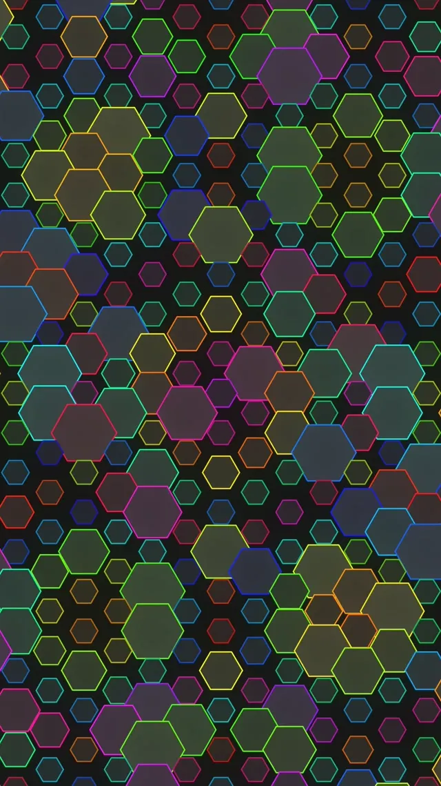 9:16 Reels 60fps Colorful Hexagon Screensaver | Motion Background VJ Loop