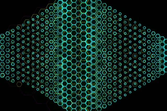 3:2 Surface 60fps screensaver neon tunnel VJ loop glowing cyan shapes