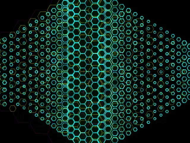 4:3 Classic 60fps screensaver neon tunnel background edits teal hexagons