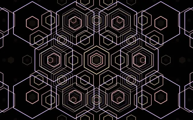 16:10 MacBook | 60fps Concentric Hexagon Live Wallpaper | Neon Gold Geometric
