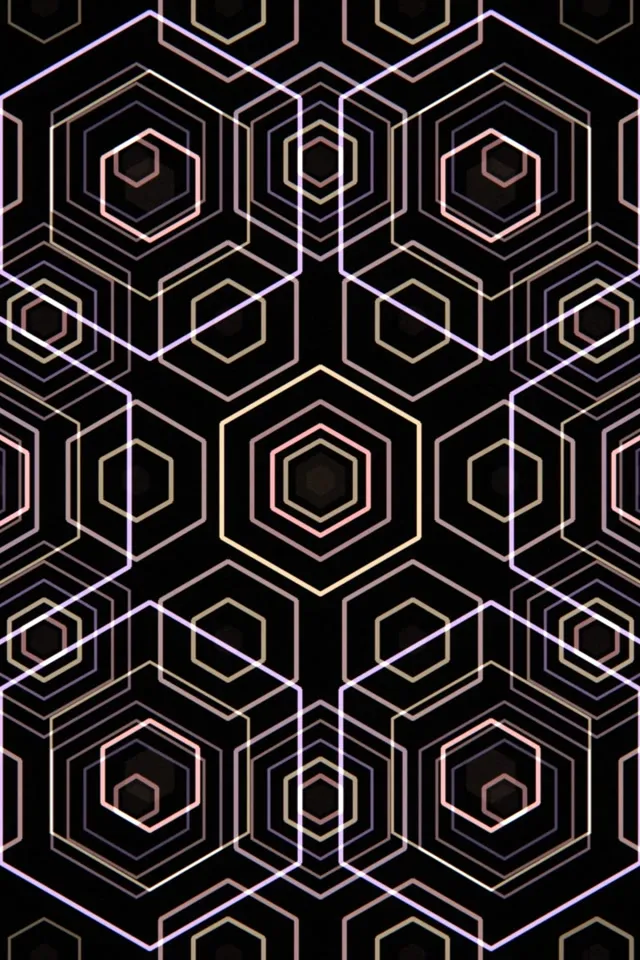 2:3 Photo Portrait | 60fps Hexagon Kaleidoscope VJ Loop | Neon Gold Background