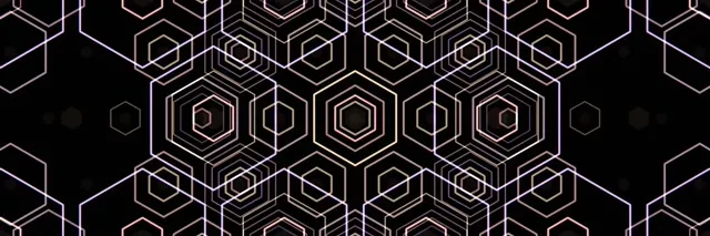 3:1 Triple Wide | 60fps Nested Hexagon VJ Loop | Gold Neon Kaleidoscope Screensaver