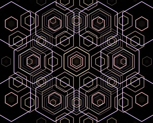 5:4 Industrial | 60fps Concentric Hexagon VJ Animation | Gold Neon Tunnel
