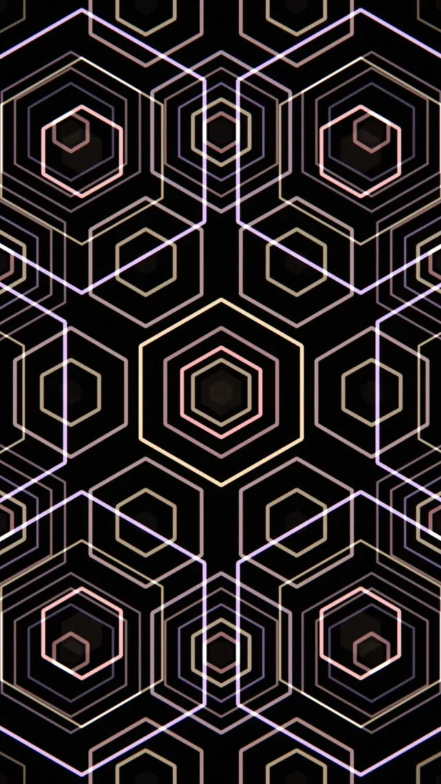 9:16 Reels | 60fps Concentric Hexagon VJ Animation | Neon Gold Screensaver