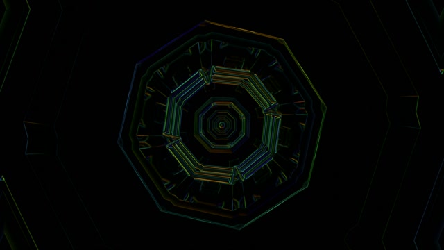 Neon Tunnel 60fps Octagonal Geometric Light Vortex Animation