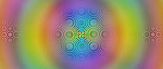 21:9 Ultrawide | 60FPS Pulsing Gold Cyan Kaleidoscope Motion Background Screensaver