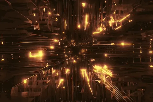 Golden Grid Neon Tunnel Vortex | 3:2 Surface 60fps Screensaver Loop