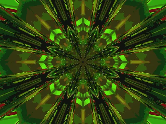 neon tunnel 4:3 classic 60fps screensaver green gold vj loop starburst