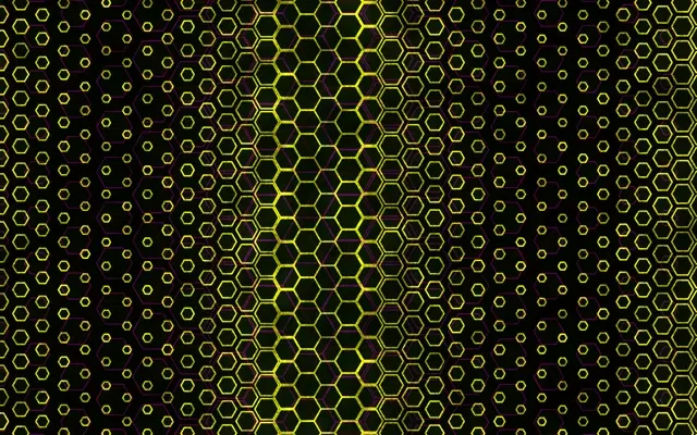 16:10 MacBook 60FPS Neon Hexagon Grid Screensaver - Live Wallpaper Yellow Pattern