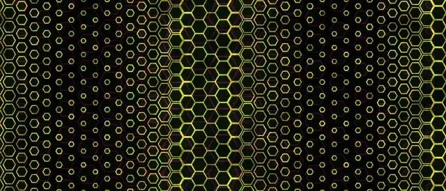 21:9 Ultrawide 60FPS Neon Hexagon Expanding Grid Screensaver - VJ Loop Yellow Black