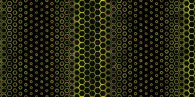 2:1 Univisium 60FPS Neon Hexagon Tunnel Screensaver - VJ Loop Yellow Sci-Fi