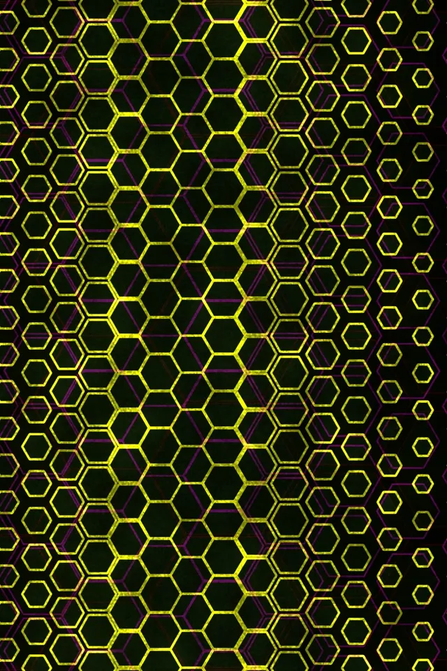 2:3 Photo Portrait 60FPS Neon Hexagon Zoom Screensaver - VJ Animation Yellow Background