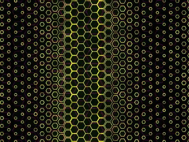 4:3 Classic 60FPS Neon Hexagon Zoom Screensaver - VJ Animation Yellow Background