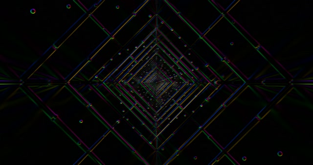 4K UHD 60FPS Neon Green Cyan Square Tunnel VJ Loop