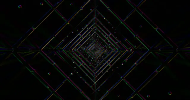 4K UHD 60FPS Neon Green Cyan Square Tunnel VJ Loop