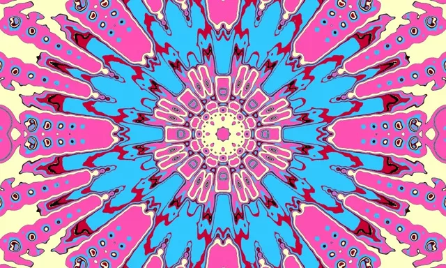 5:3 Wide neon tunnel 60fps screensaver vj loop pink mandala pulsating kaleidoscope