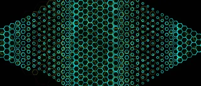 21:9 Ultrawide 60FPS Cyan Hexagon Vortex Screensaver VJ Motion Background