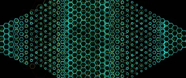 2.39:1 Cinemascope 60FPS Cyan Hexagon Vortex Screensaver VJ Loop Background