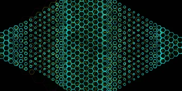 2:1 Univisium 60FPS Cyan Hexagon Kaleidoscope Screensaver VJ Loop Animation
