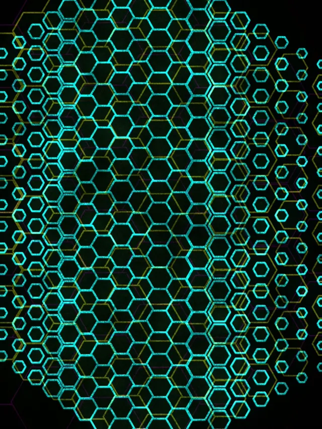 3:4 iPad Portrait 60FPS Cyan Hexagon Kaleidoscope Screensaver Live Wallpaper