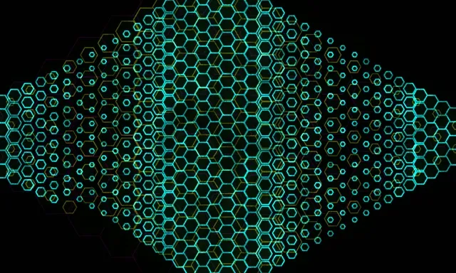 5:3 Wide 60FPS Glowing Hexagon Vortex Screensaver Background for Edits Cyan