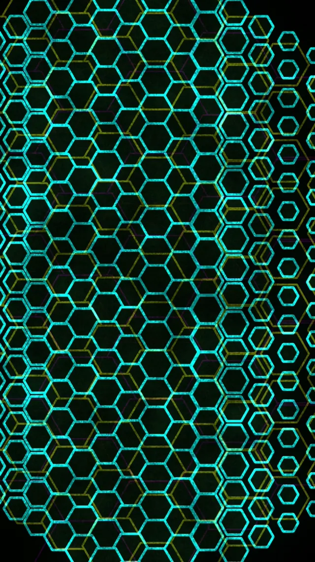 9:16 Reels 60FPS Neon Hexagon Spiral Screensaver Live Wallpaper Cyan