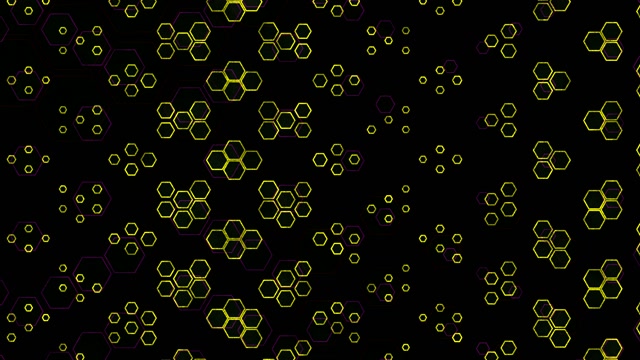 4K UHD 60fps Neon Tunnel Yellow Hexagons
