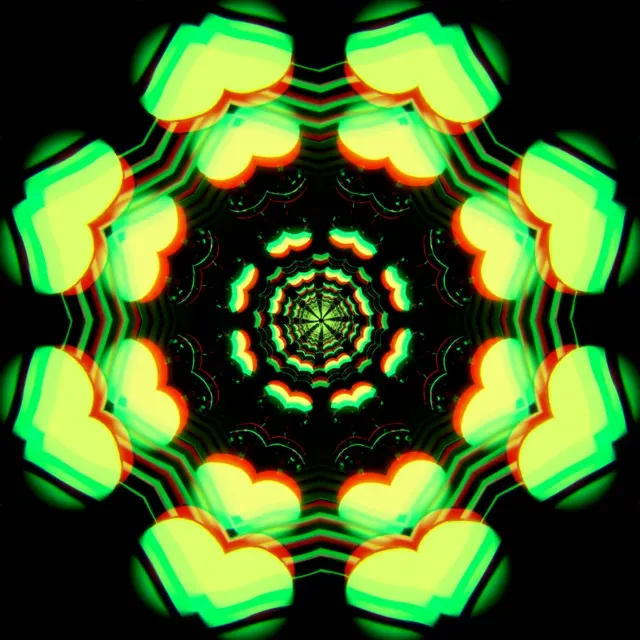 1:1 Square 60fps Screensaver Neon Tunnel Live Wallpaper Geometric Red Green Vortex