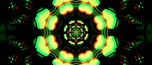 21:9 Ultrawide 60fps Screensaver Neon Tunnel Motion Background Red Green Kaleidoscope