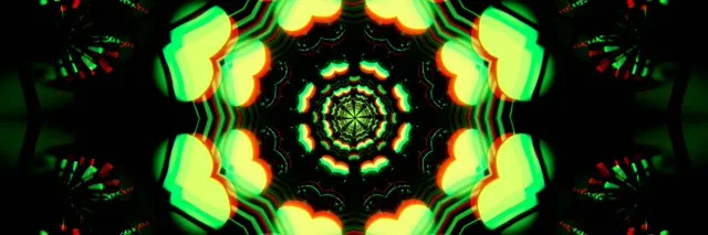 3:1 Triple Wide 60fps Screensaver Neon Tunnel Motion Background Hypnotic Red Green