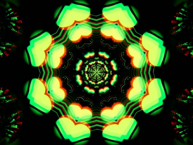4:3 Classic 60fps Screensaver Neon Tunnel VJ Animation Concentric Red Green Shapes